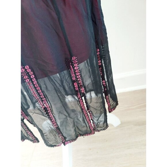 Sue Wong Vintage Black Pink Beaded Sequin Y2K 90s Silk Flapper V-Neck Dress 12 M - Picture 5 of 13